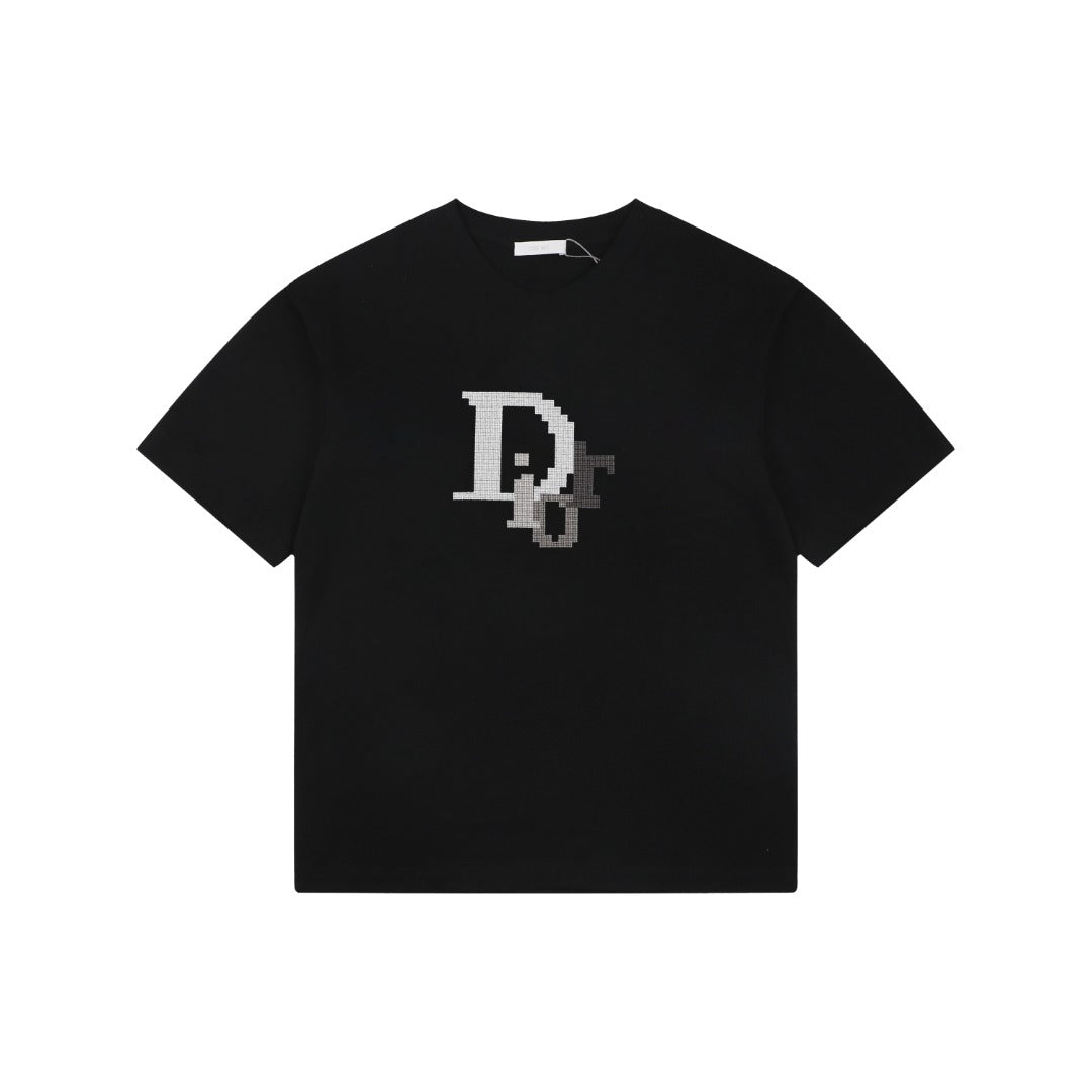 Dior Mosaic CD Logo Embroidered Tee – Black