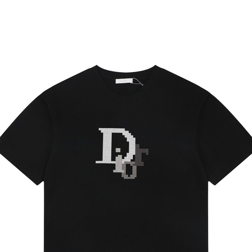 Dior Mosaic CD Logo Embroidered Tee – Black
