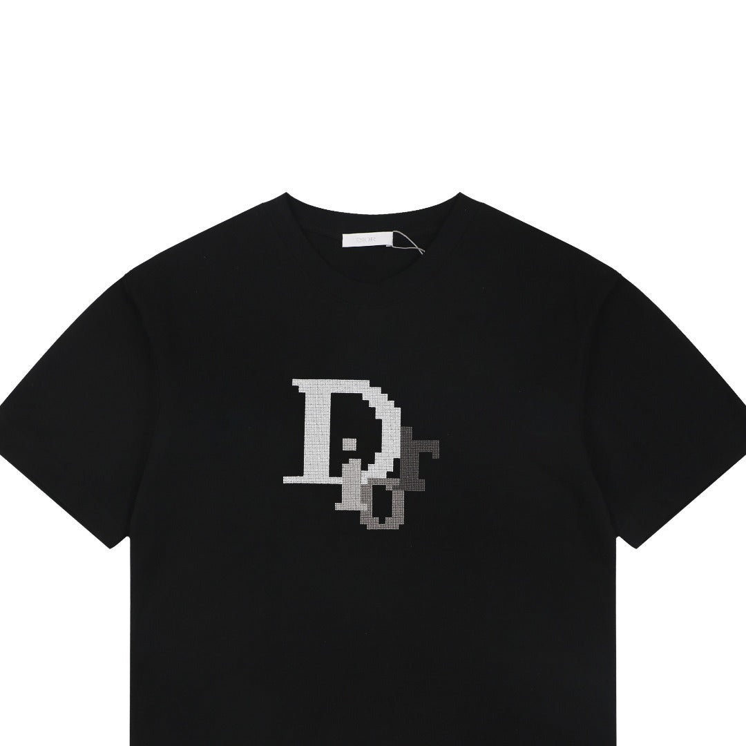 Dior Mosaic CD Logo Embroidered Tee – Black