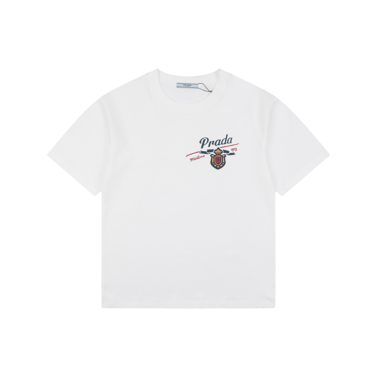 Prada Graffiti Script Badge Print Tee – White