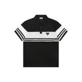 Prada Stripe Triangle Logo Polo Shirt – Black