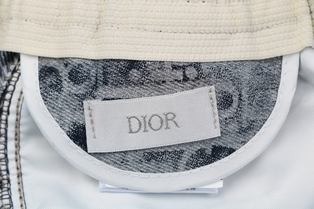 Dior Blurred Oblique All-Over Print Denim Shorts