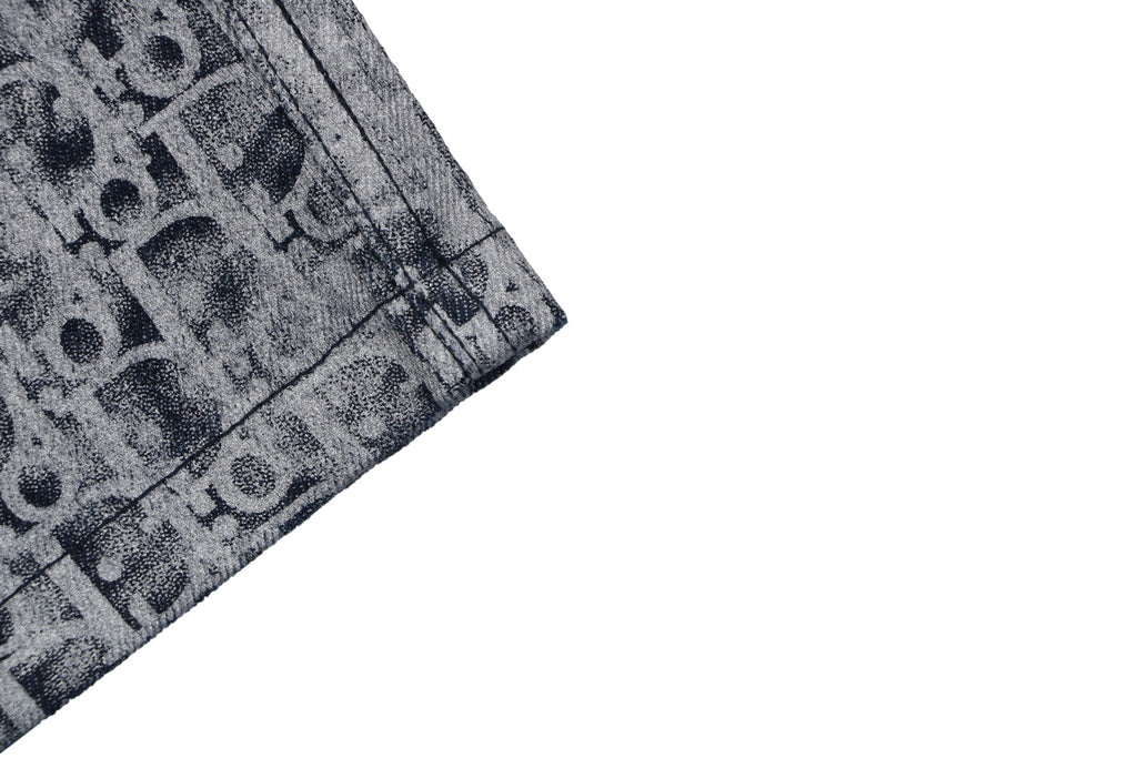 Dior Blurred Oblique All-Over Print Denim Shorts