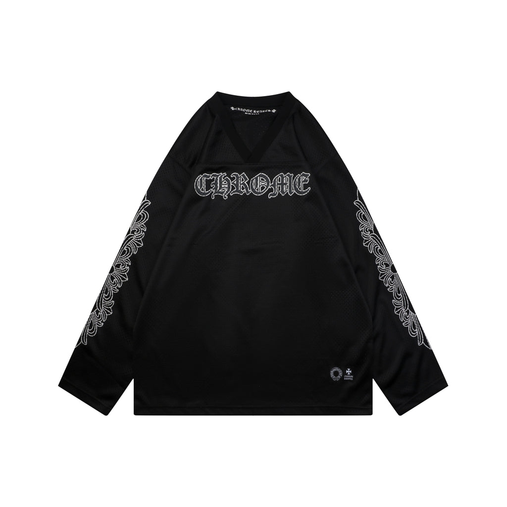 Chrome Hearts Glitter Sanskrit Hockey Long-Sleeve Tee – Black