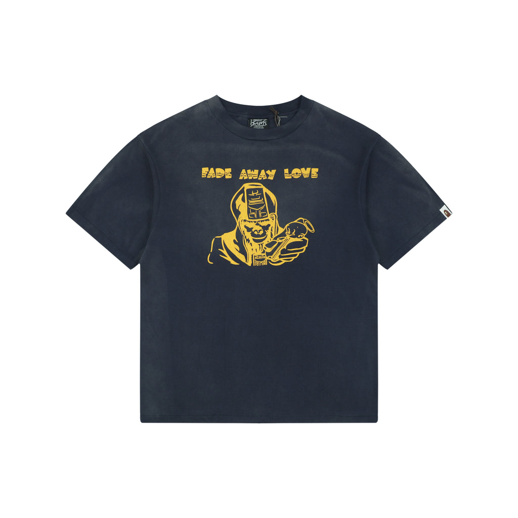 Saint Michael Ape Devil “Fade Away Love” Print Tee – Washed Navy