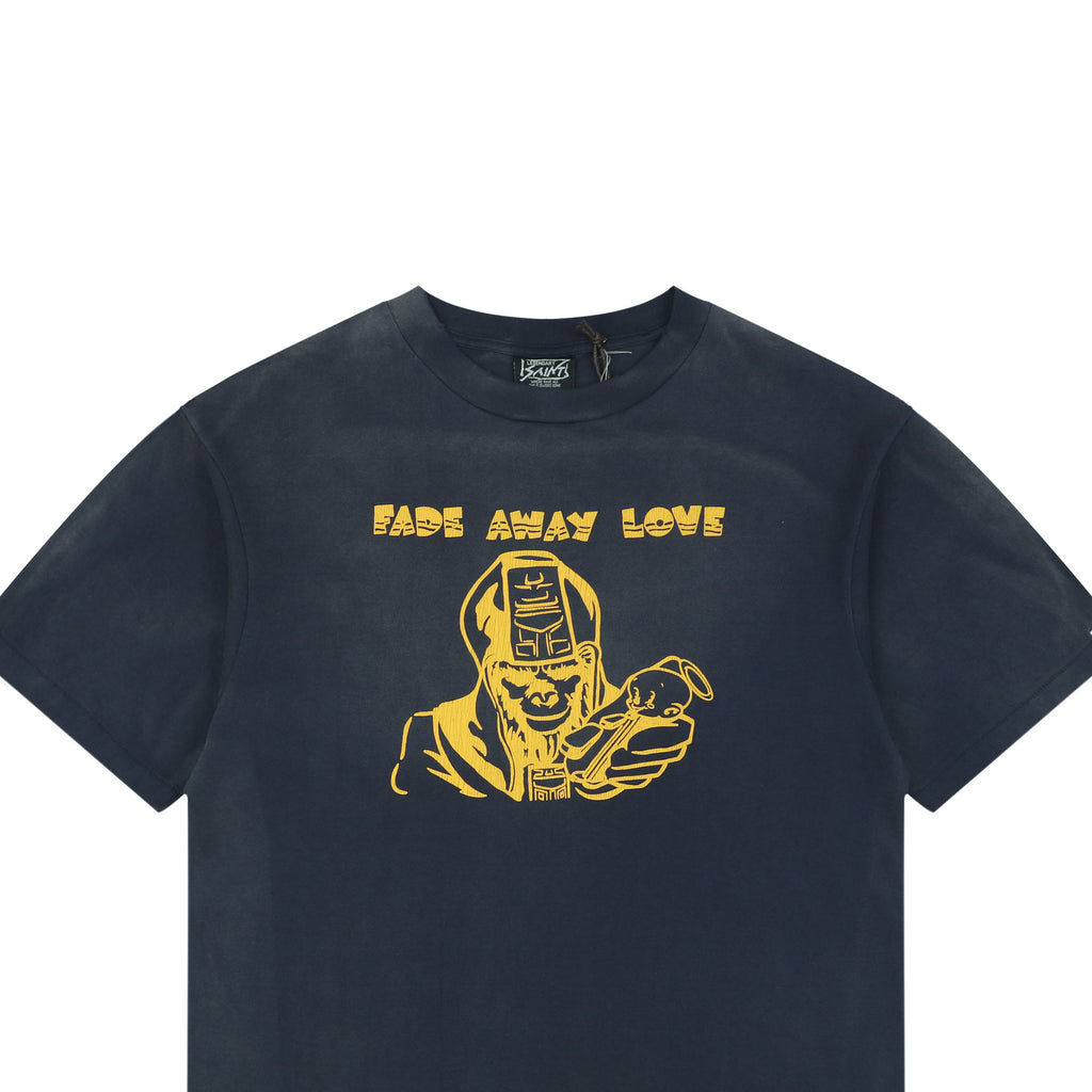 Saint Michael Ape Devil “Fade Away Love” Print Tee – Washed Navy
