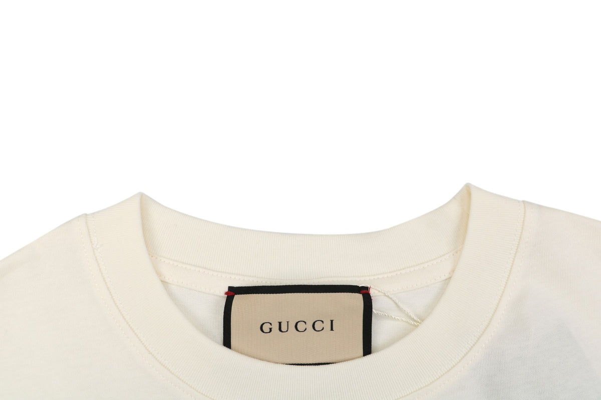 Gucci 1921 Ribbon Double G Print Tee – Cream