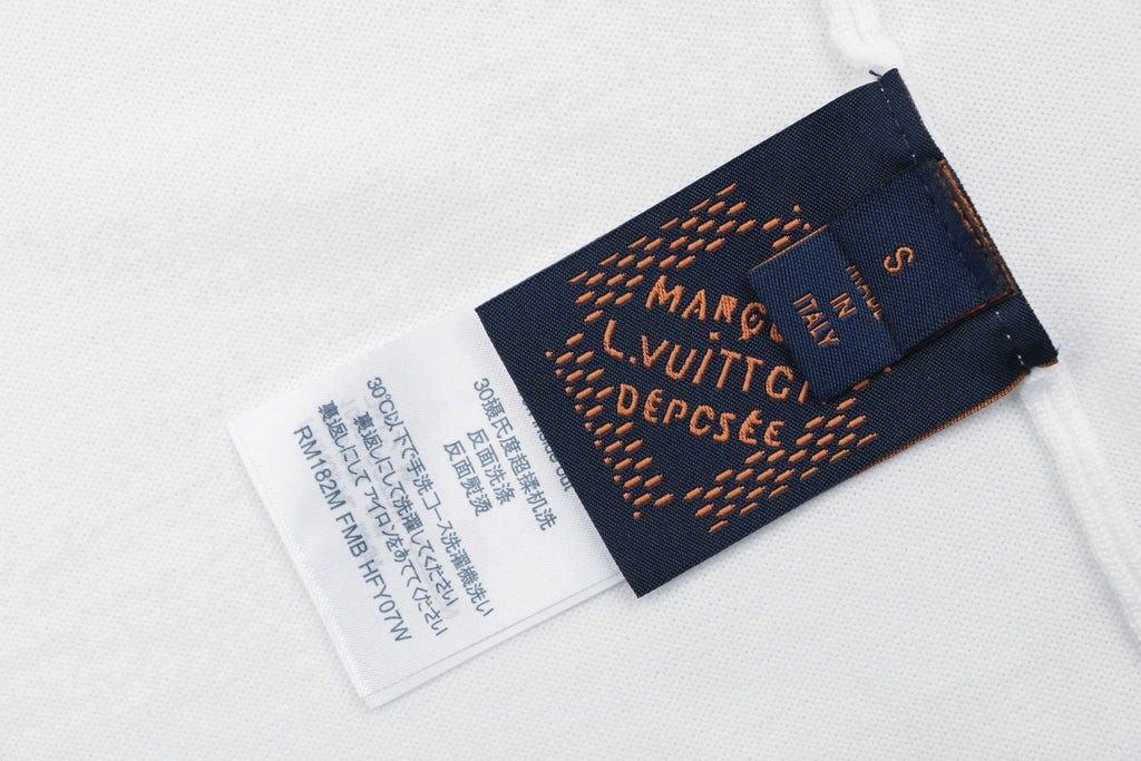 Louis Vuitton Blue Hand Gesture Jacquard Print Tee – White
