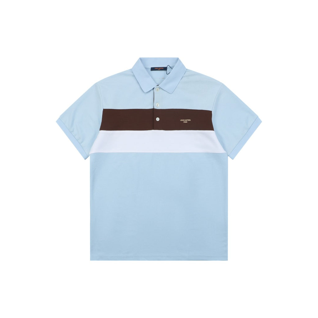 Louis Vuitton Brown Stripe Color-Block Polo Shirt – Sky Blue