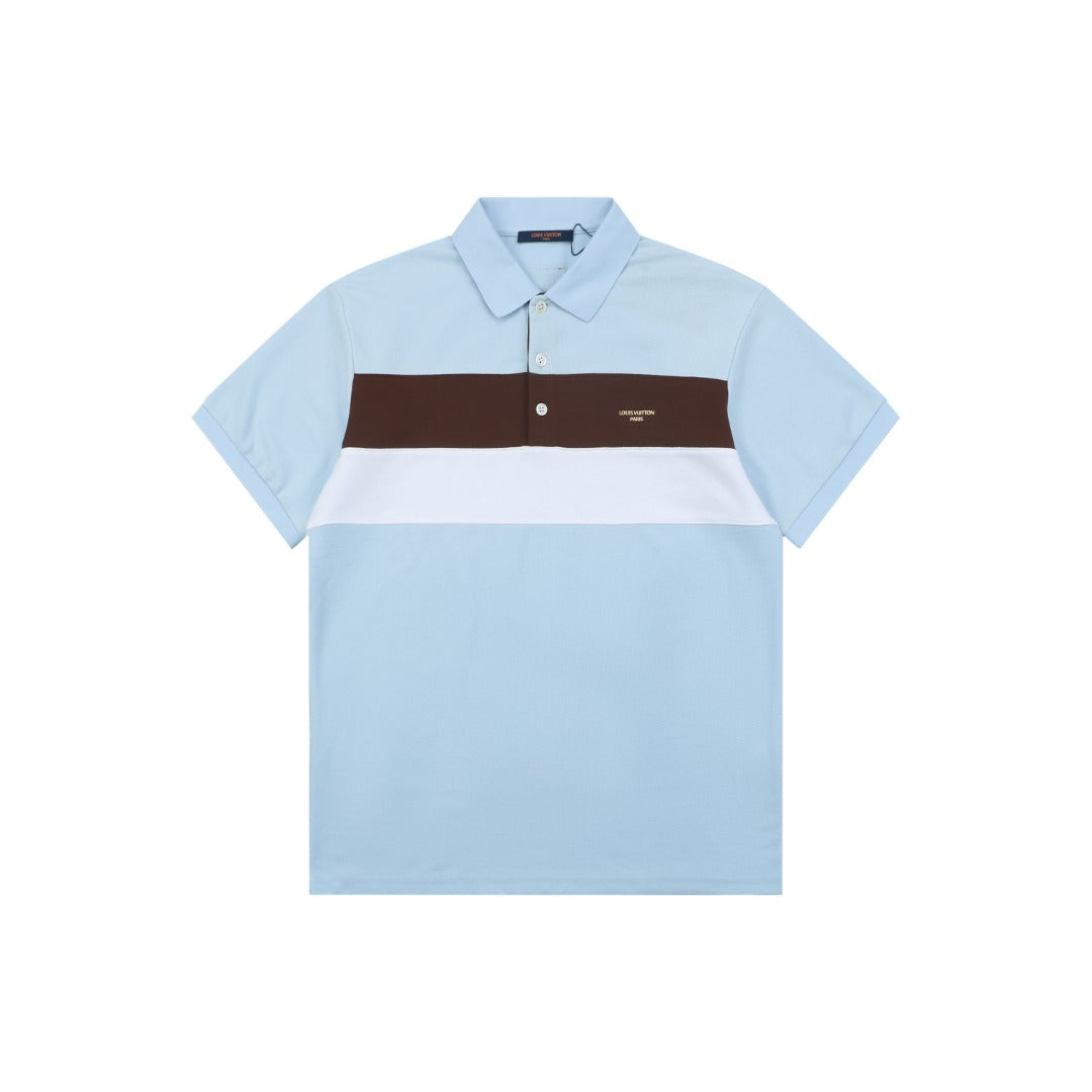 Louis Vuitton Brown Stripe Color-Block Polo Shirt – Sky Blue
