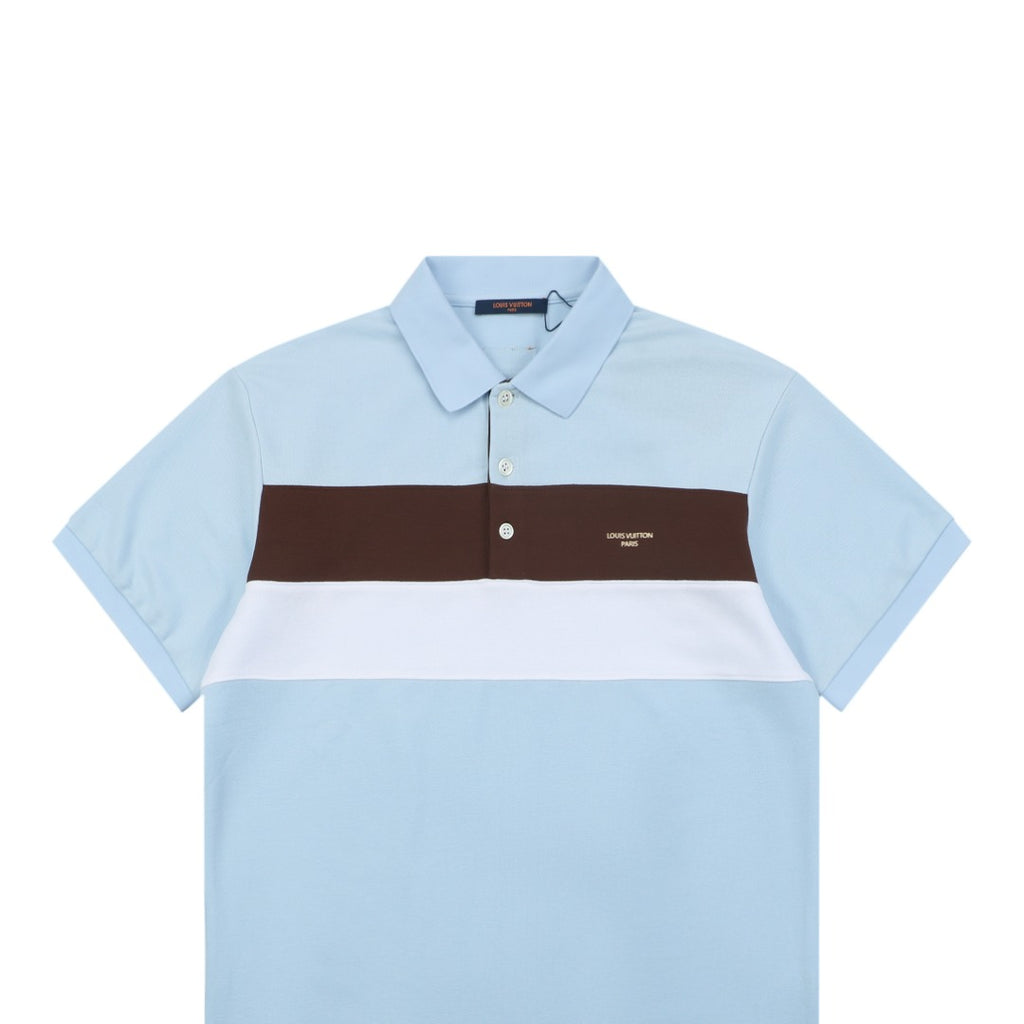 Louis Vuitton Brown Stripe Color-Block Polo Shirt – Sky Blue