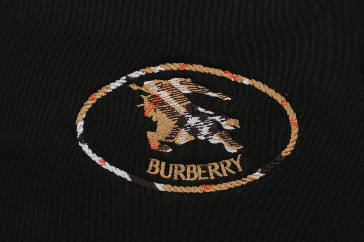 Burberry Circle Plaid Equestrian Knight Embroidered Shorts