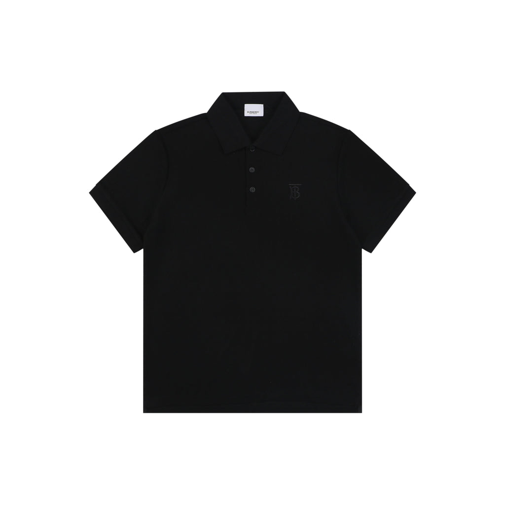 Burberry Mini BT Monogram Embroidered Polo Shirt – Black