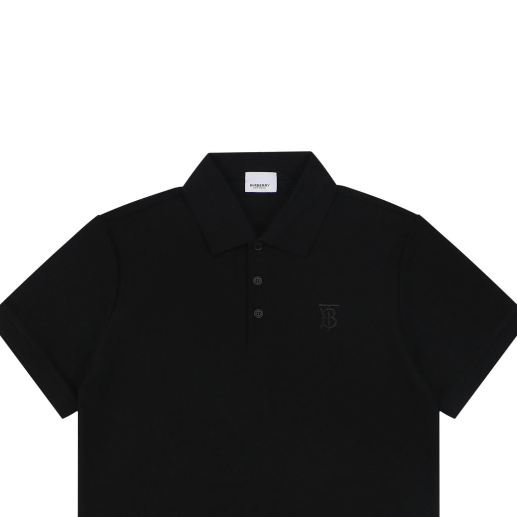 Burberry Mini BT Monogram Embroidered Polo Shirt – Black