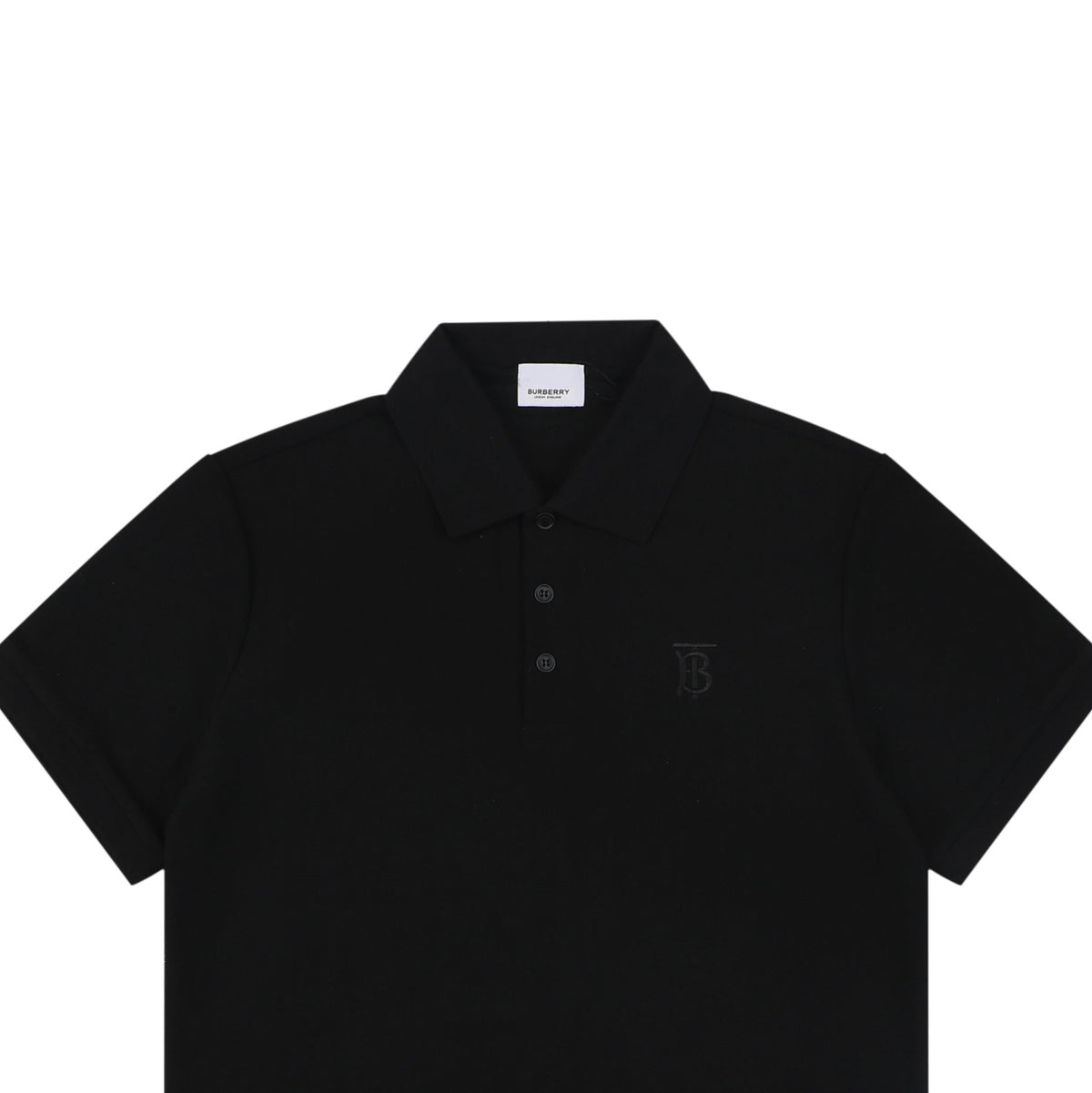 Burberry Mini BT Monogram Embroidered Polo Shirt – Black
