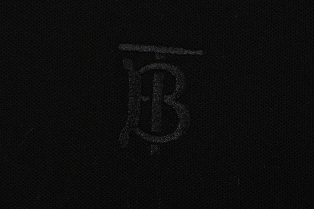 Burberry Mini BT Monogram Embroidered Polo Shirt – Black