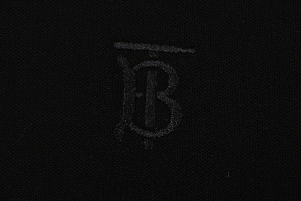 Burberry Mini BT Monogram Embroidered Polo Shirt – Black