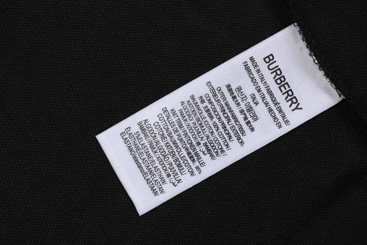 Burberry Mini BT Monogram Embroidered Polo Shirt – Black