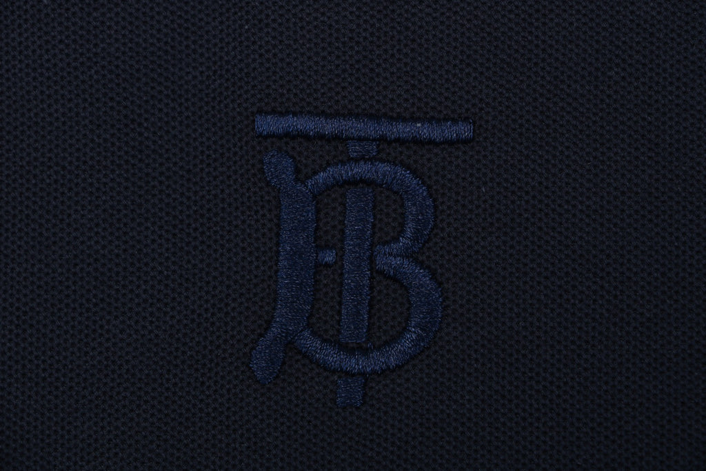 Burberry Mini BT Monogram Embroidered Polo Shirt – Navy