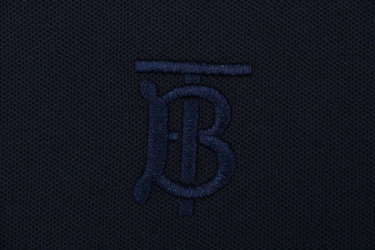 Burberry Mini BT Monogram Embroidered Polo Shirt – Navy