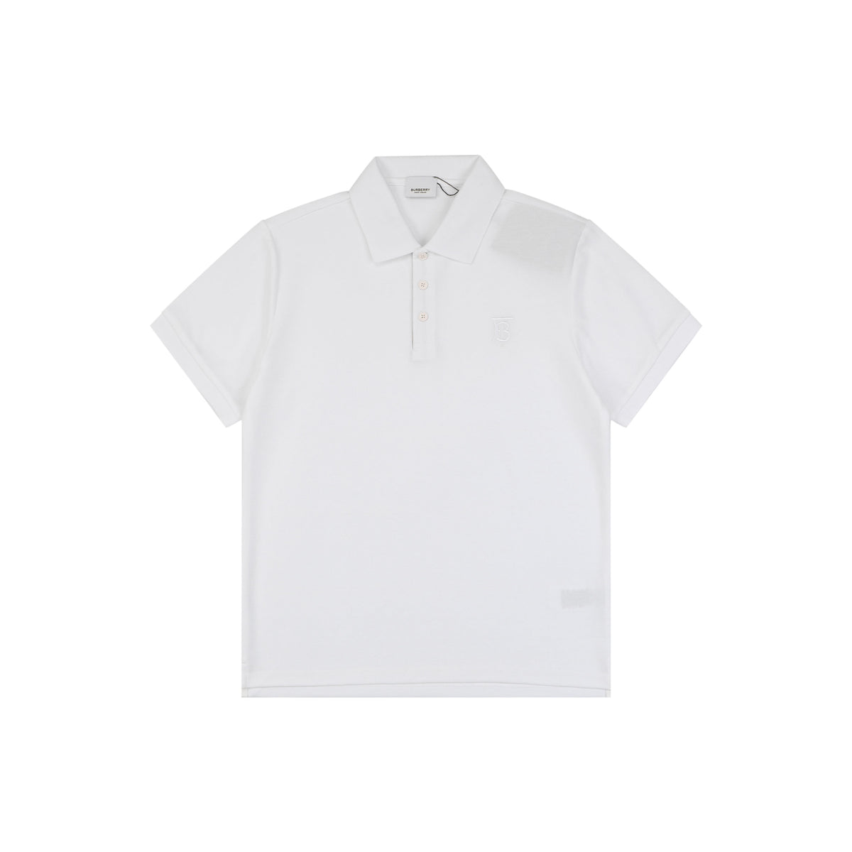 Burberry Mini BT Monogram Embroidered Polo Shirt – White