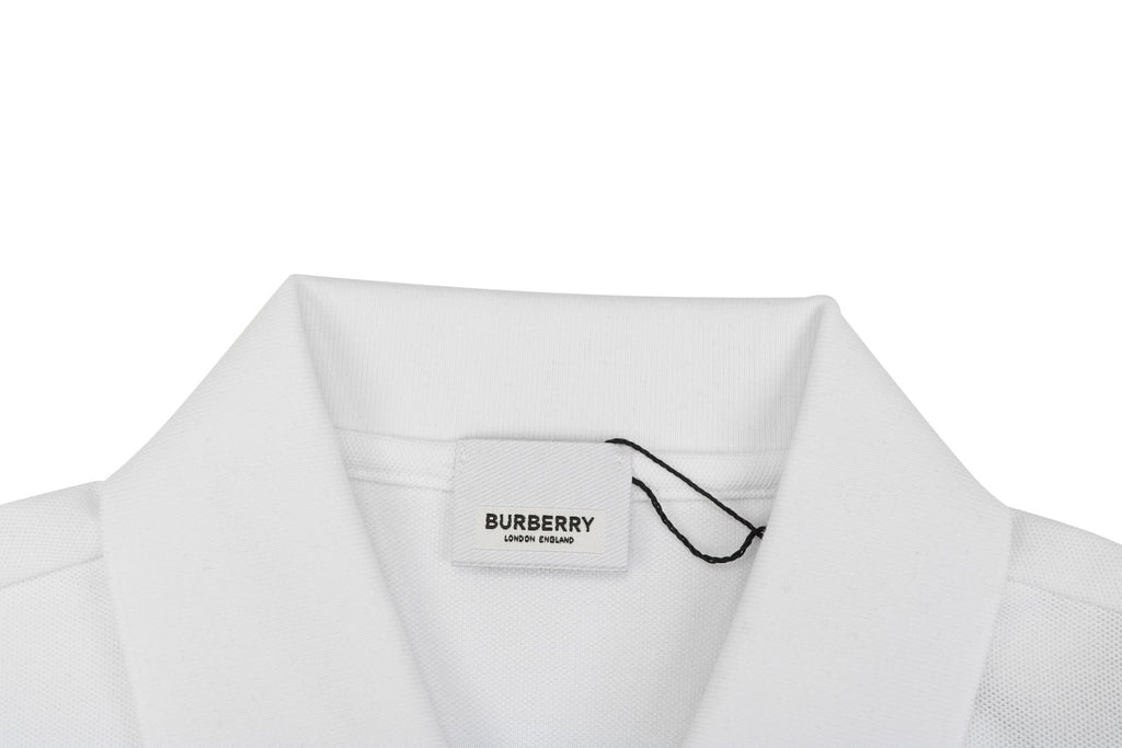 Burberry Mini BT Monogram Embroidered Polo Shirt – White