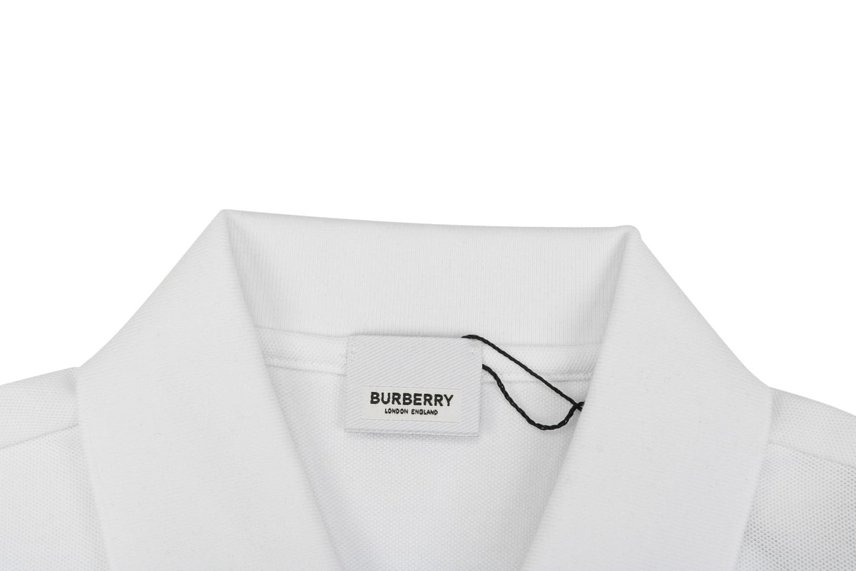 Burberry Mini BT Monogram Embroidered Polo Shirt – White