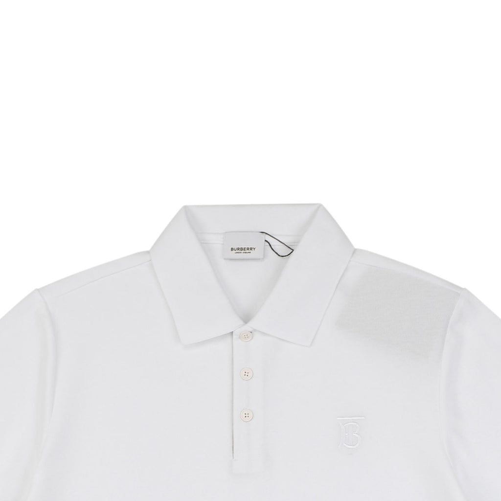 Burberry Mini BT Monogram Embroidered Polo Shirt – White