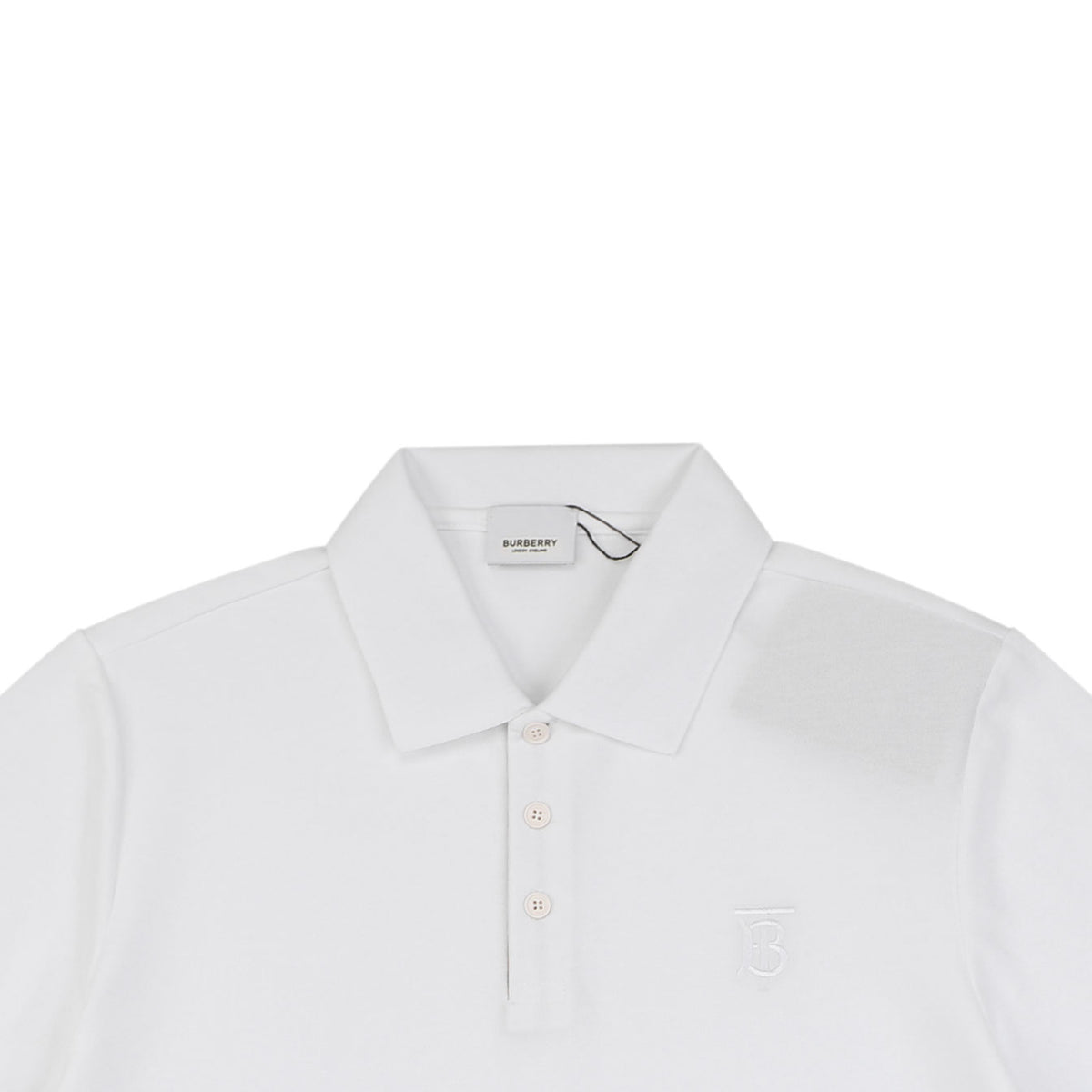 Burberry Mini BT Monogram Embroidered Polo Shirt – White