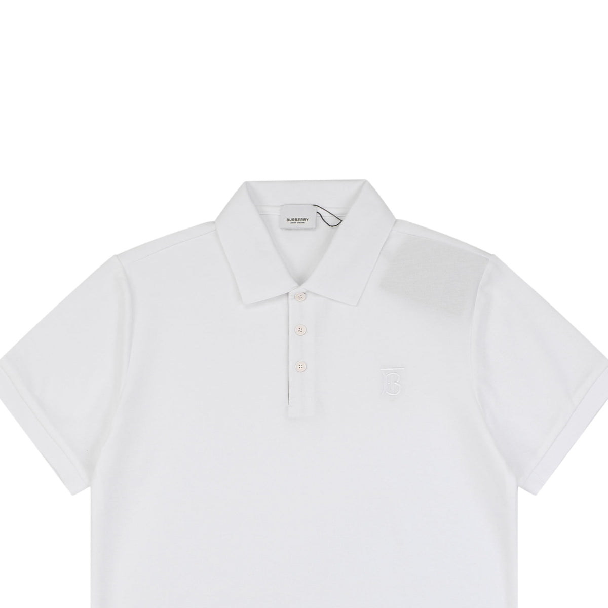 Burberry Mini BT Monogram Embroidered Polo Shirt – White