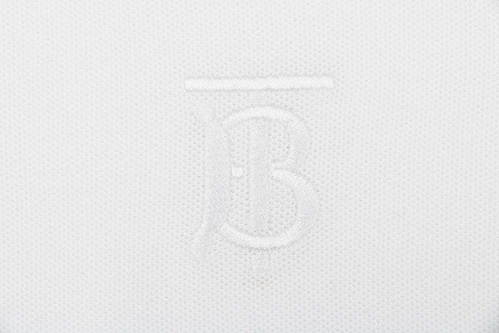 Burberry Mini BT Monogram Embroidered Polo Shirt – White