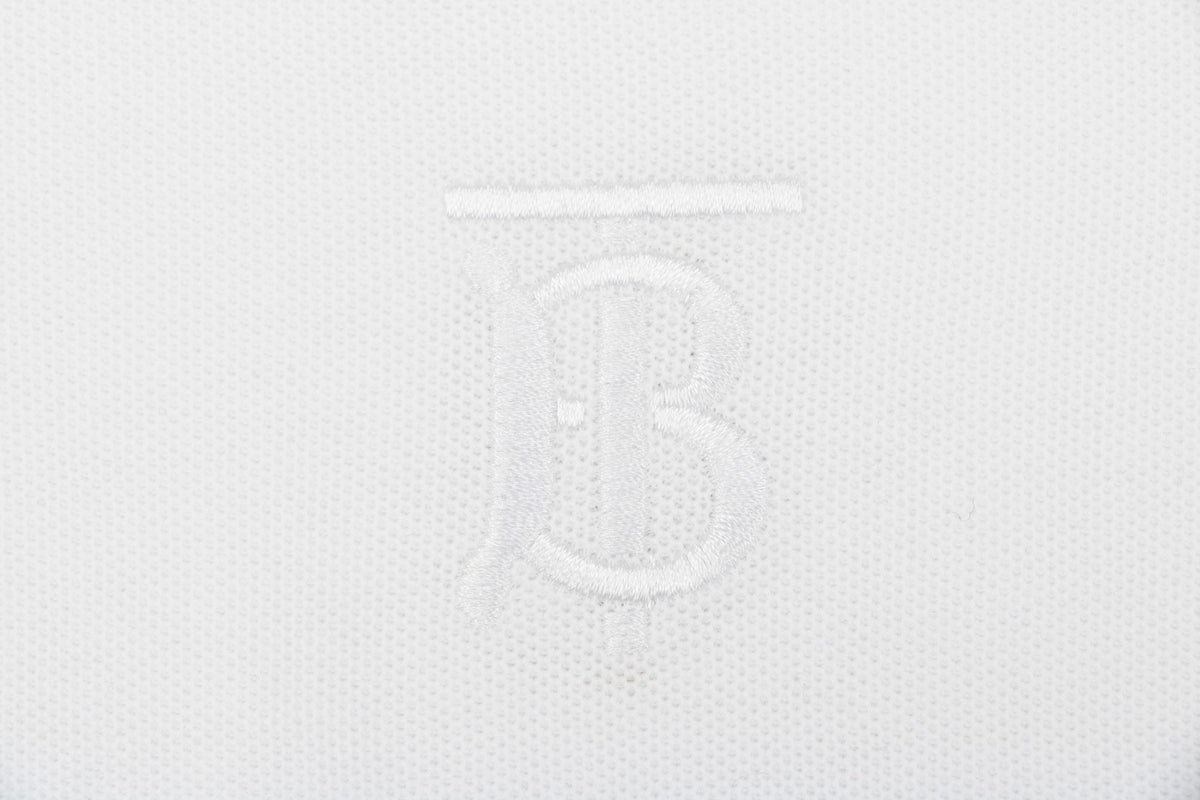 Burberry Mini BT Monogram Embroidered Polo Shirt – White