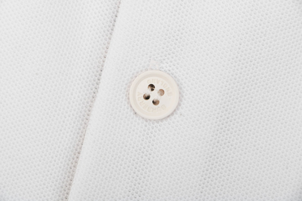 Burberry Mini BT Monogram Embroidered Polo Shirt – White