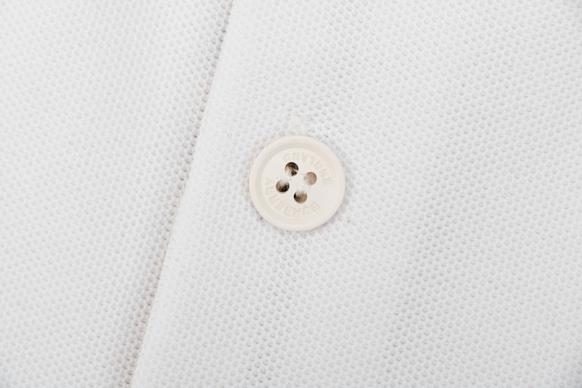 Burberry Mini BT Monogram Embroidered Polo Shirt – White