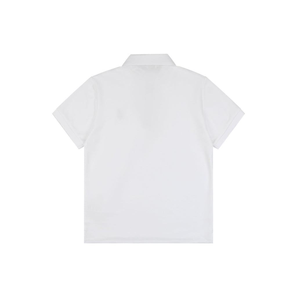 Burberry Mini BT Monogram Embroidered Polo Shirt – White