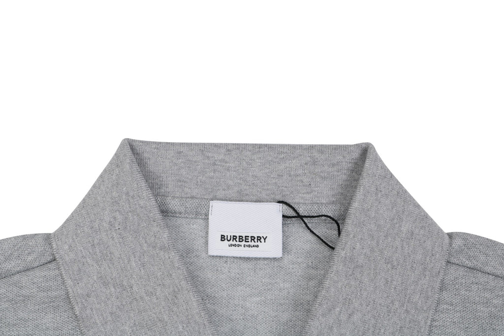 Burberry Mini BT Monogram Embroidered Polo Shirt – Grey