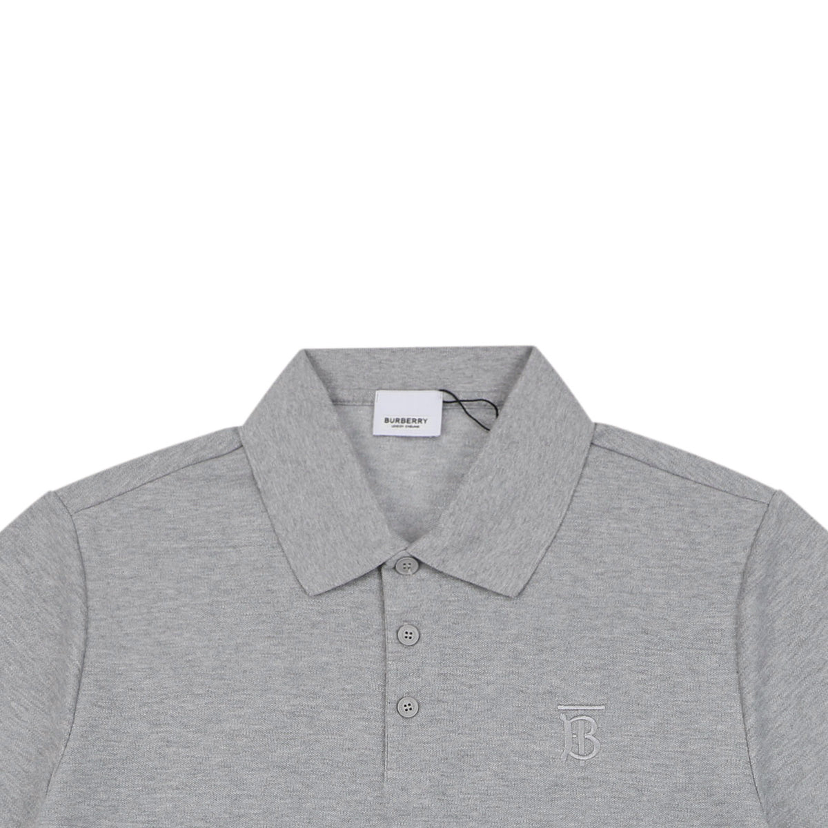 Burberry Mini BT Monogram Embroidered Polo Shirt – Grey