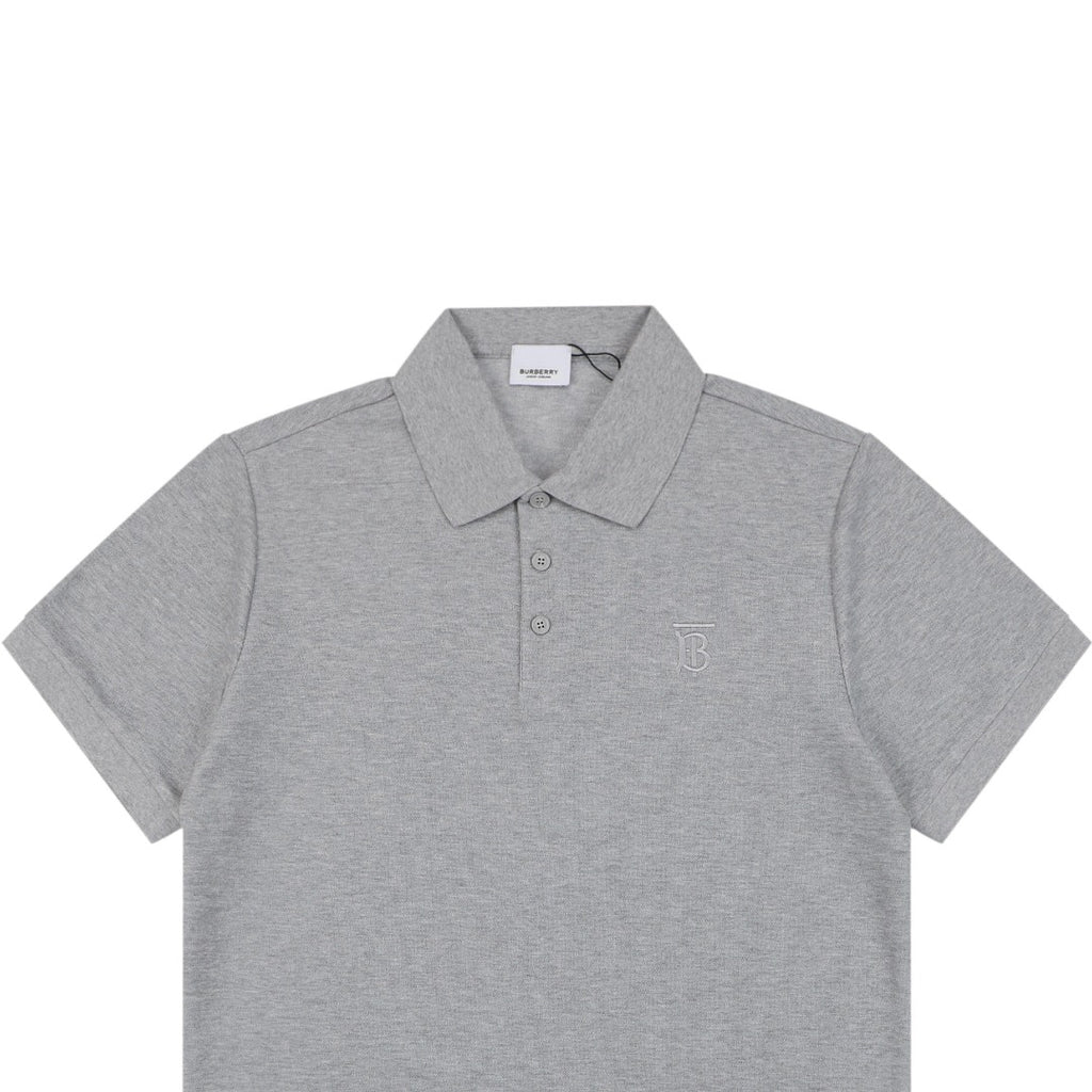 Burberry Mini BT Monogram Embroidered Polo Shirt – Grey