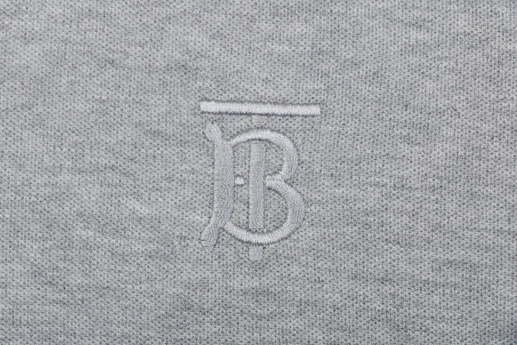 Burberry Mini BT Monogram Embroidered Polo Shirt – Grey