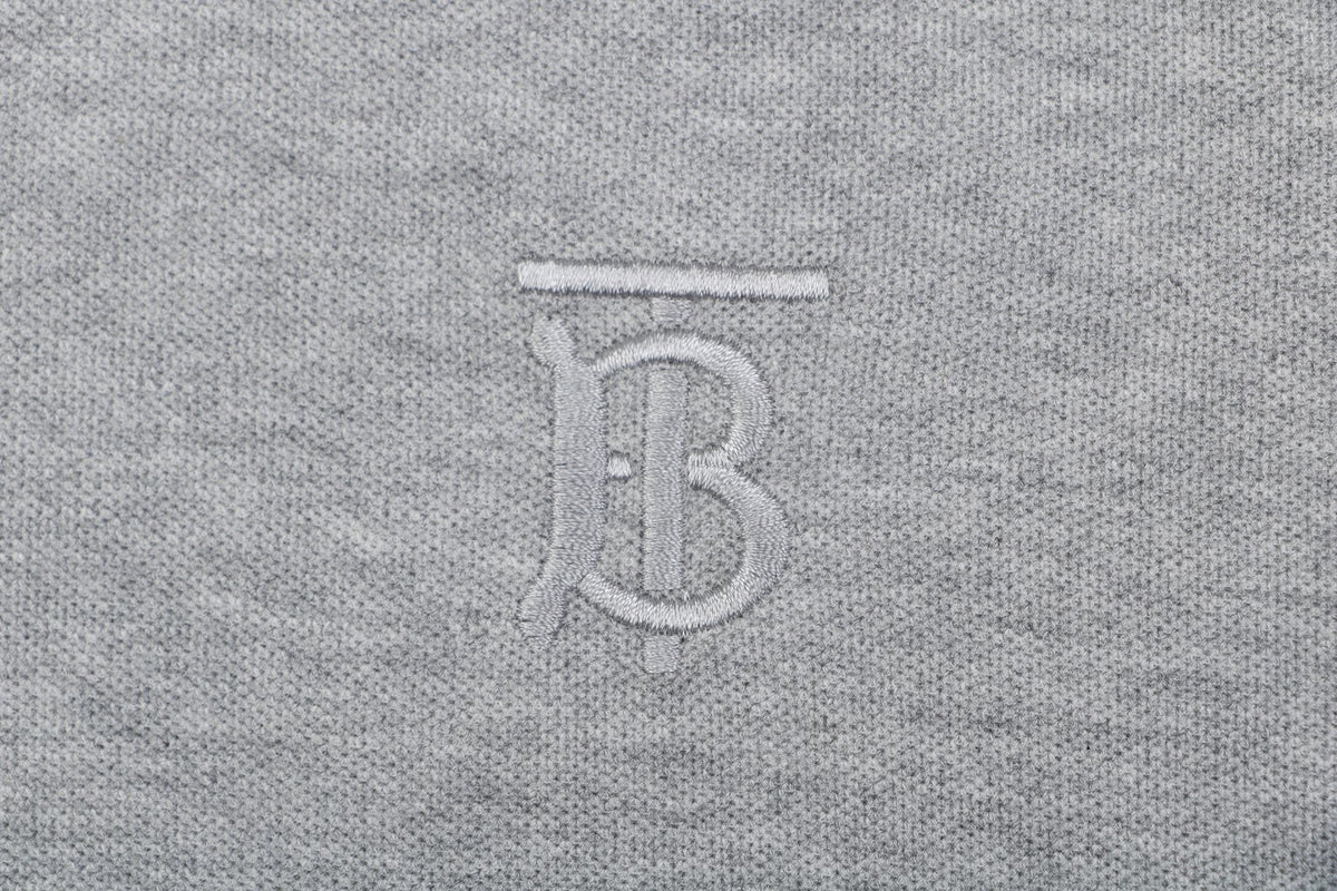 Burberry Mini BT Monogram Embroidered Polo Shirt – Grey