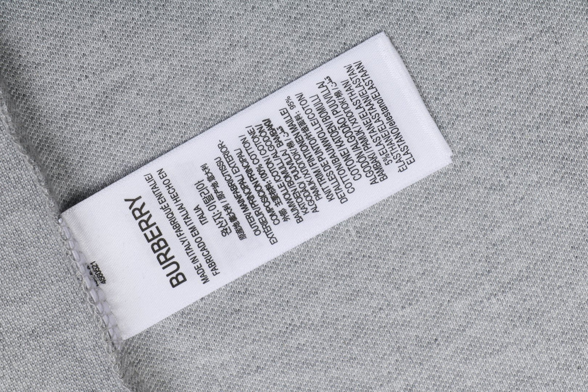 Burberry Mini BT Monogram Embroidered Polo Shirt – Grey