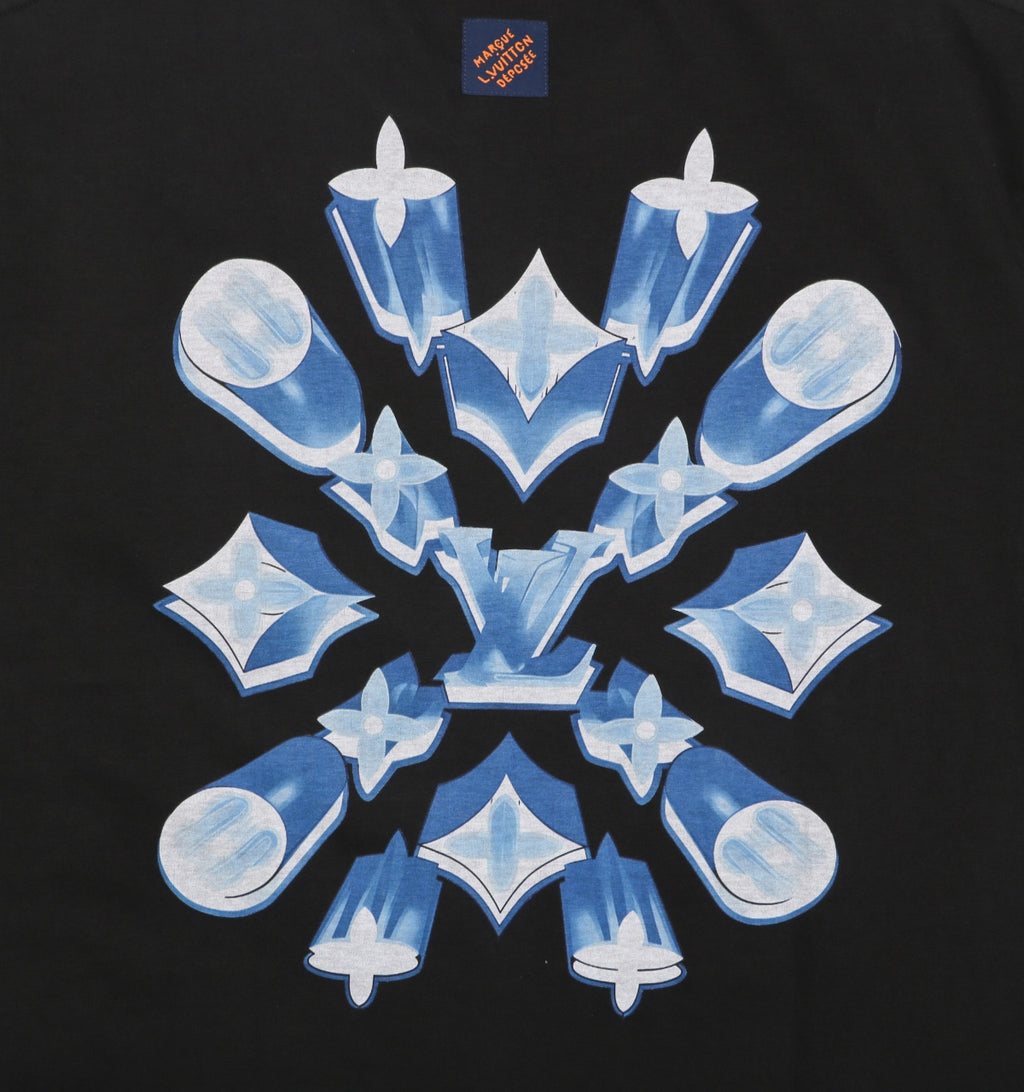 Louis Vuitton Ice Blue 3D Monogram Flower Print T-Shirt