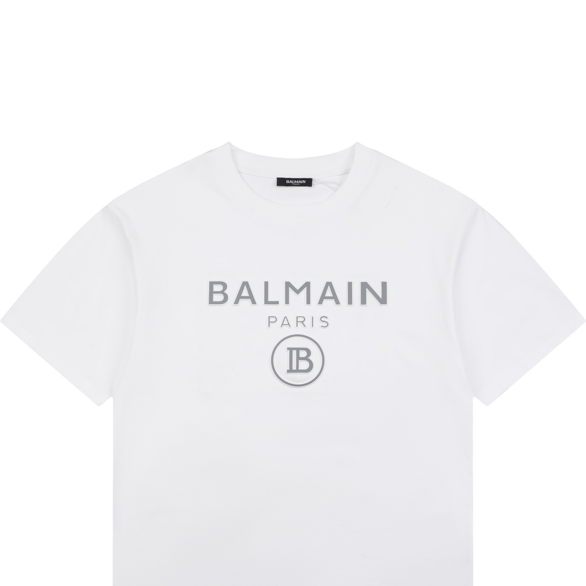 Balmain Paris B Circle Logo Embossed T-Shirt – White