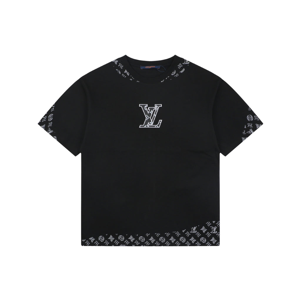 Louis Vuitton Border Monogram Print T-Shirt – Black