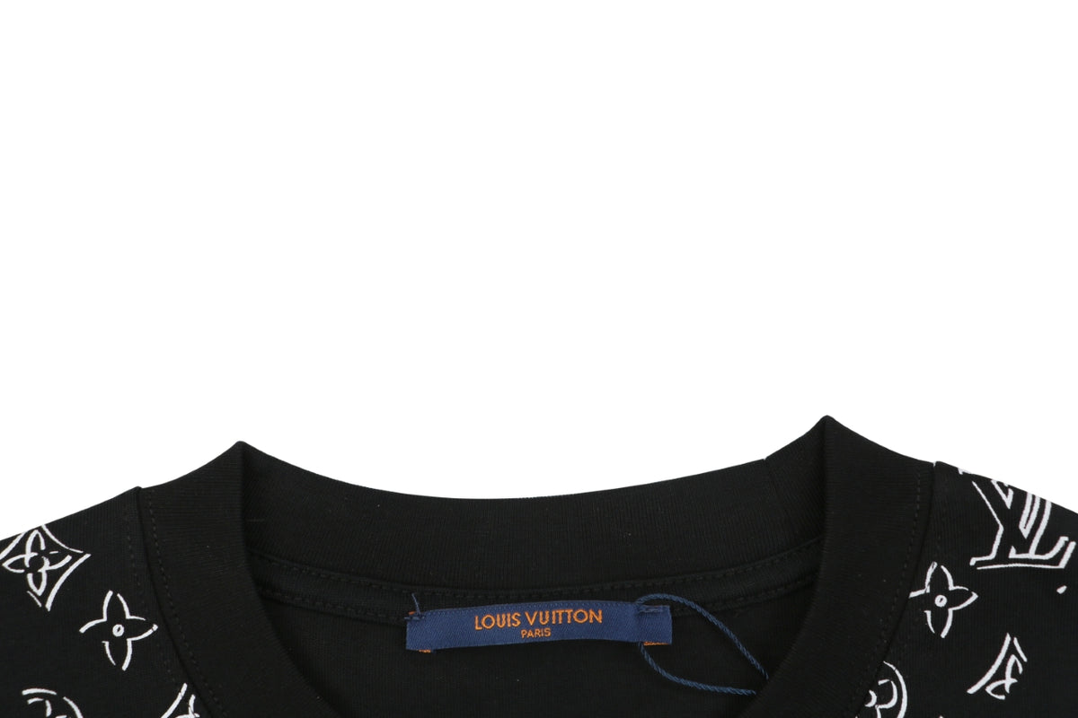 Louis Vuitton Border Monogram Print T-Shirt – Black