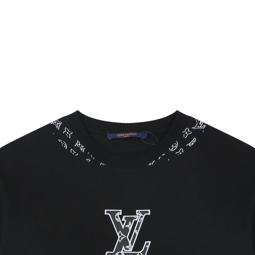 Louis Vuitton Border Monogram Print T-Shirt – Black