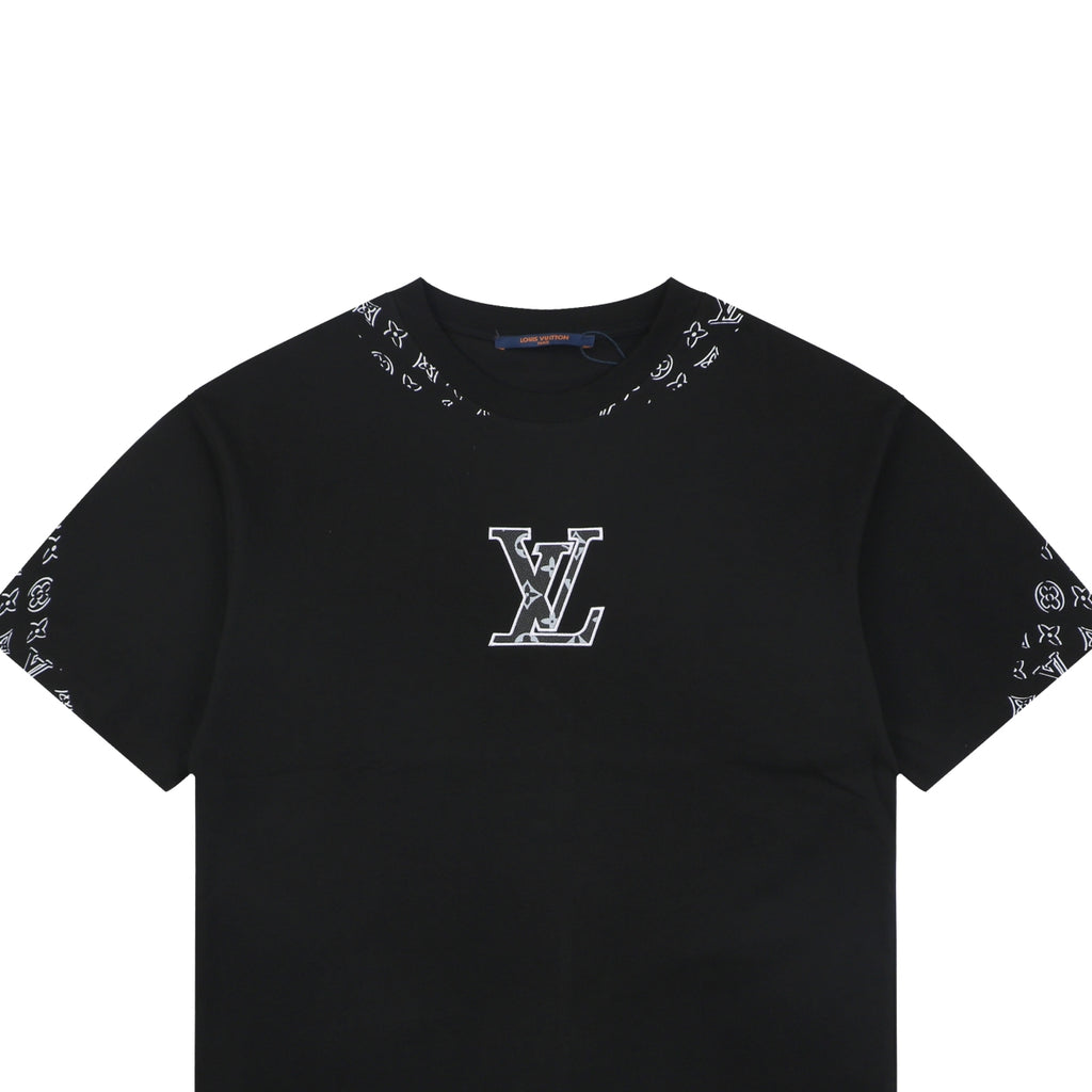 Louis Vuitton Border Monogram Print T-Shirt – Black