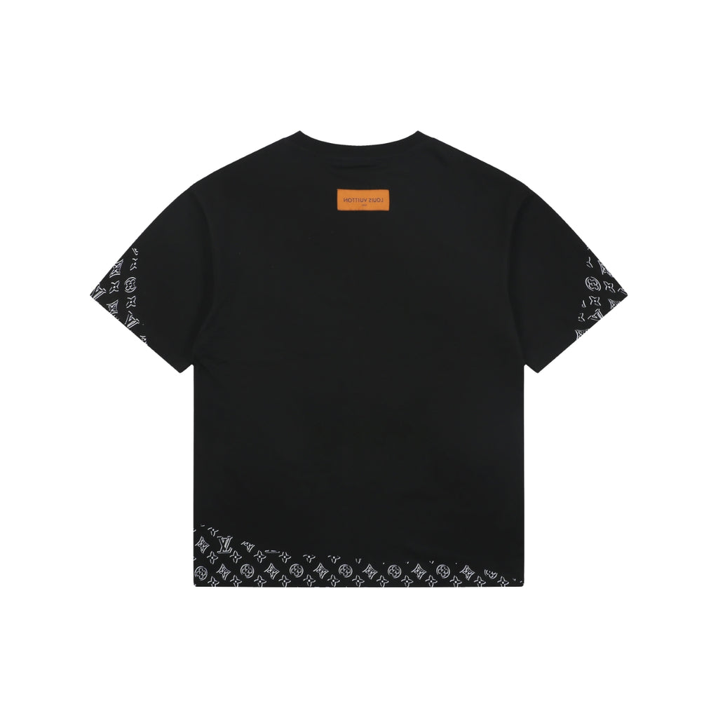 Louis Vuitton Border Monogram Print T-Shirt – Black