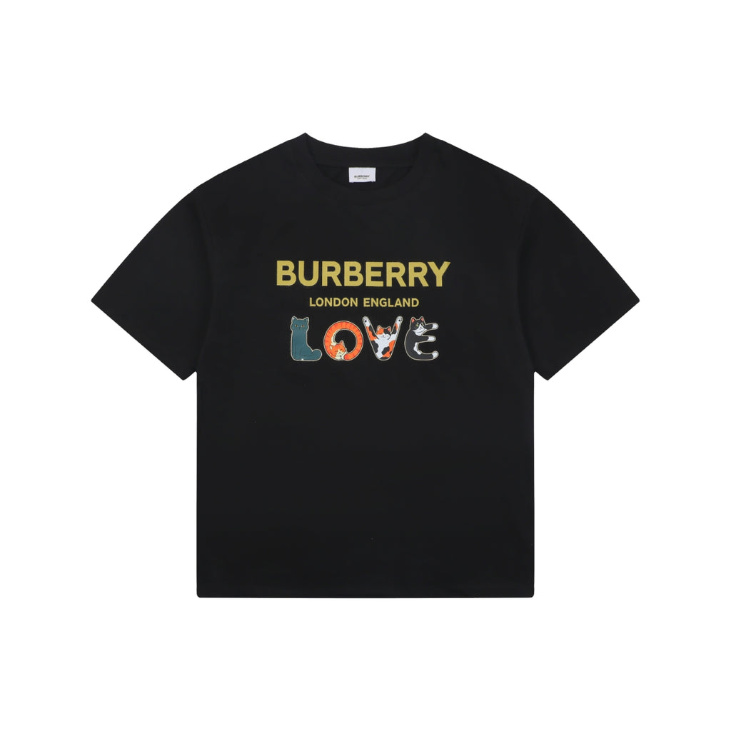 Burberry LOVE Cat Print Short Sleeve T-Shirt – Black