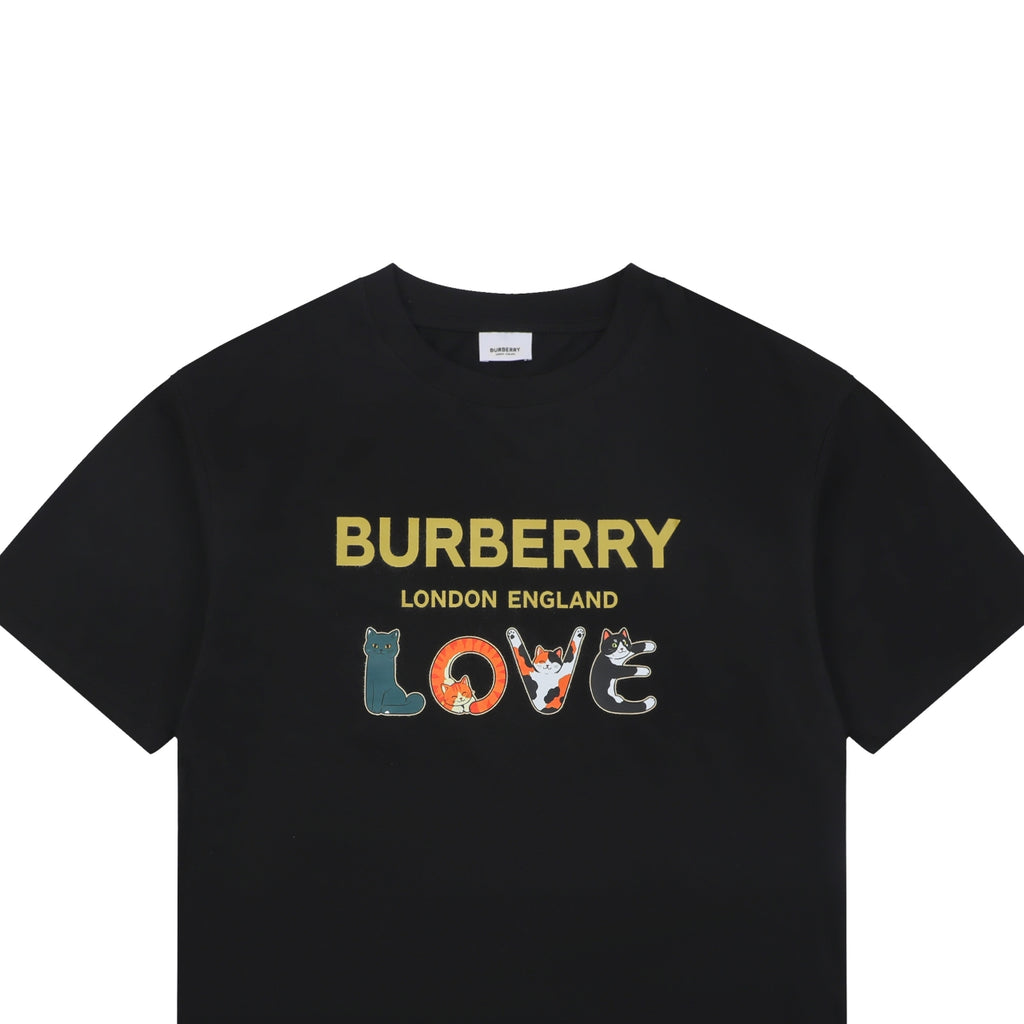 Burberry LOVE Cat Print Short Sleeve T-Shirt – Black